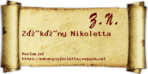 Zákány Nikoletta névjegykártya