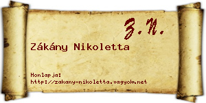 Zákány Nikoletta névjegykártya